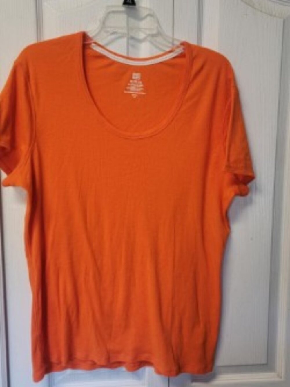 Faded Glory Womens XXL Orange Scoop Neck T Shirt Short Sleeve Relaxed Fit